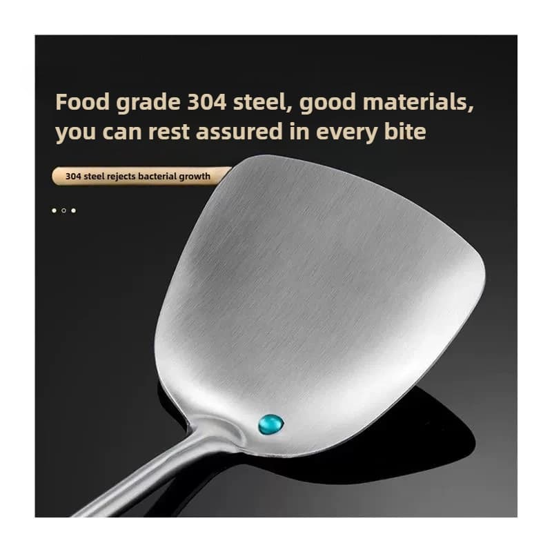 Espátula de aço inoxidável 304 da linha Wok com superfície lisa e acabamento polido