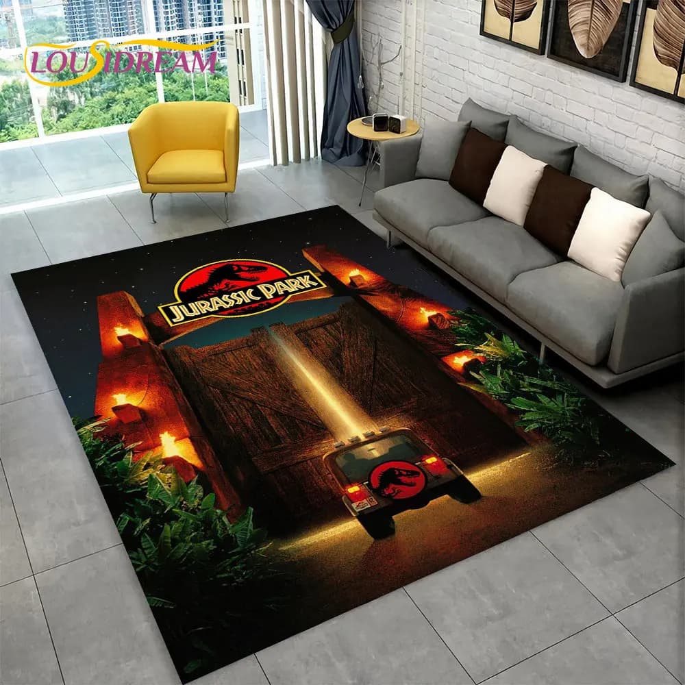 Tapete Jurassic Park 3D para sala de estar, antiderrapante, grande