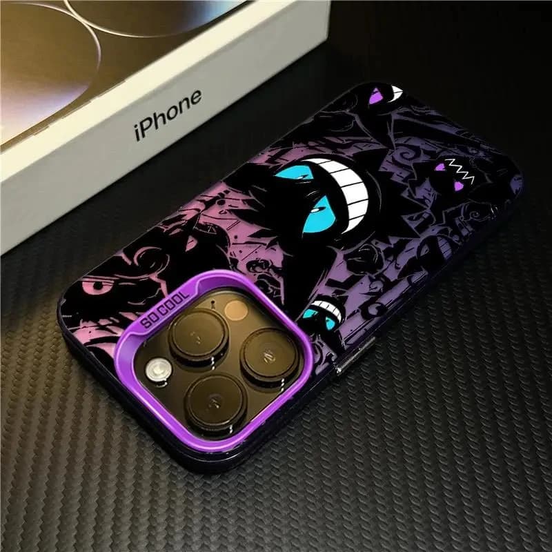 Capa acrílica roxa para Xiaomi Redmi Note 14 com estampa Gengar preta fosca e design de personagem