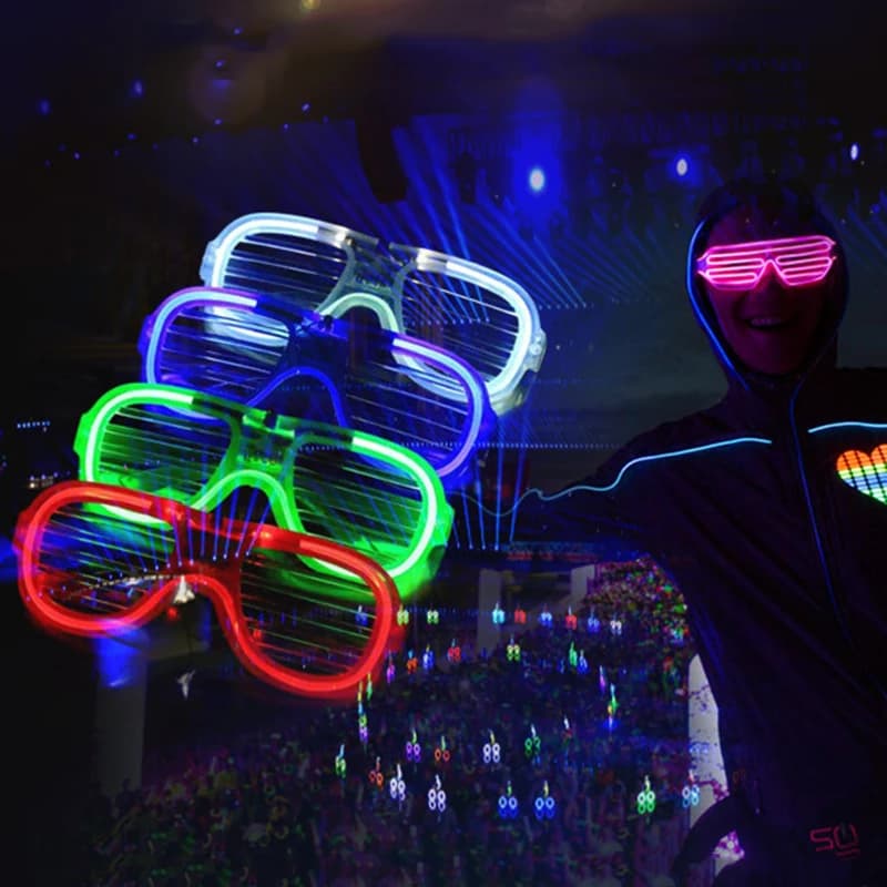 Óculos de sol LED neon com brilho no escuro para festas