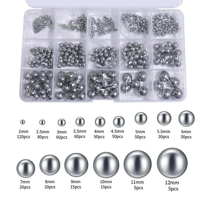 Kit 610 esferas de rolamento aço carbono bicicleta 2mm-12mm