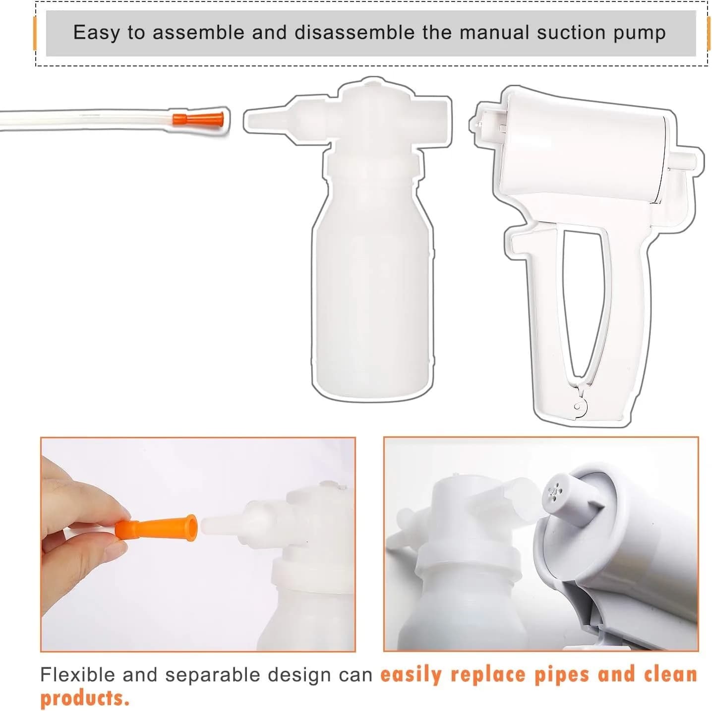 Bomba de Sucção Manual Portátil para Catarro, Dispositivo Aspirador Médico Portátil para Idosos e Crianças, Cuidados Domiciliares, Tubo de Cateter Estéril