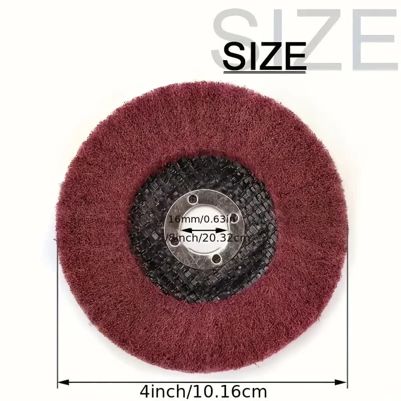 Kit com 3 discos de polimento de fibra de nylon de 4 polegadas para metal