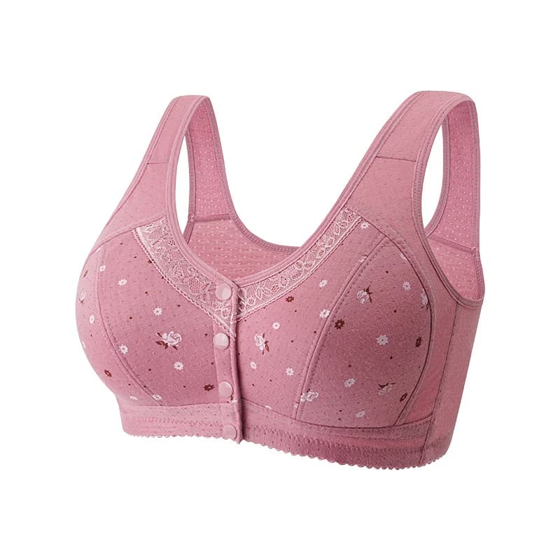 Sutiã bralette feminino estilo colete rosa claro com estampa floral