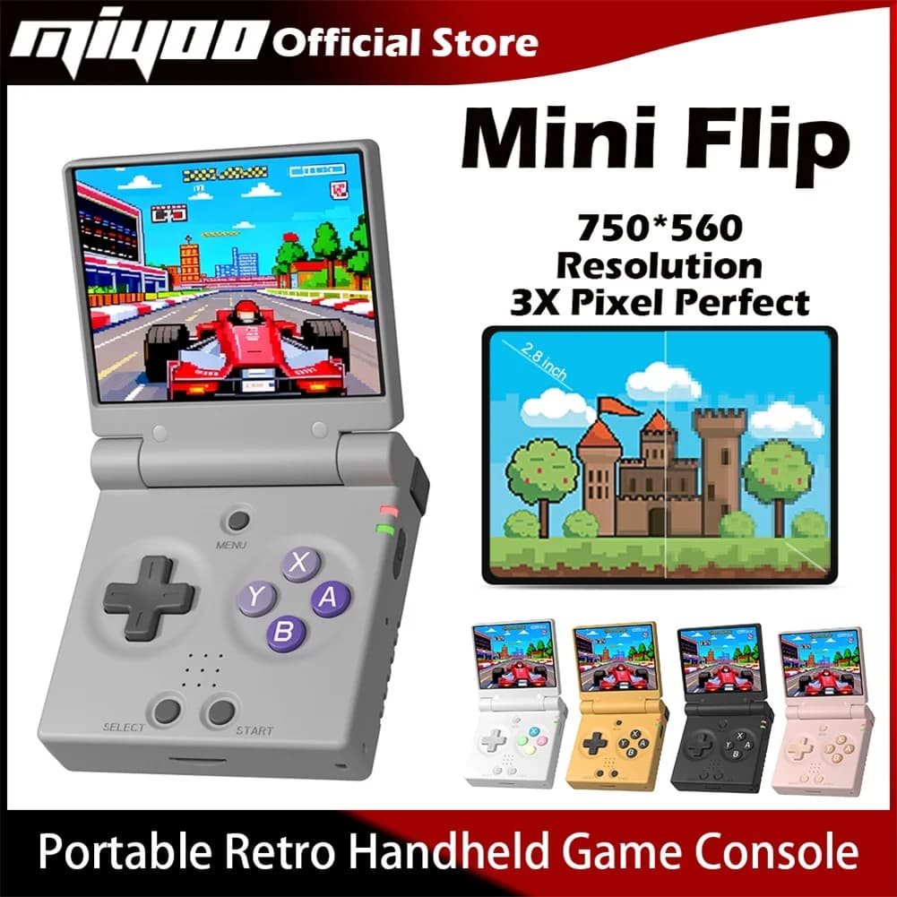 Console de Jogo Portátil Retro MIYOO Mini Flip com Tela IPS de 2.8'' Consoles de Videogame Clássicos