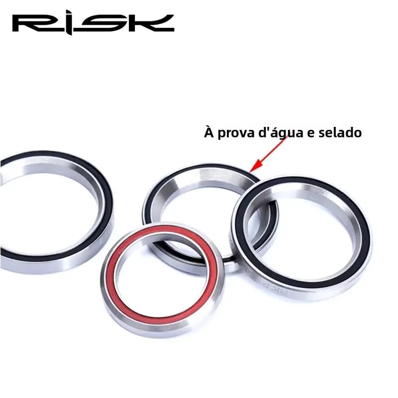 Rolamento de bicicleta RISK à prova d'água e selado, modelo prata com vedação preta e vermelha