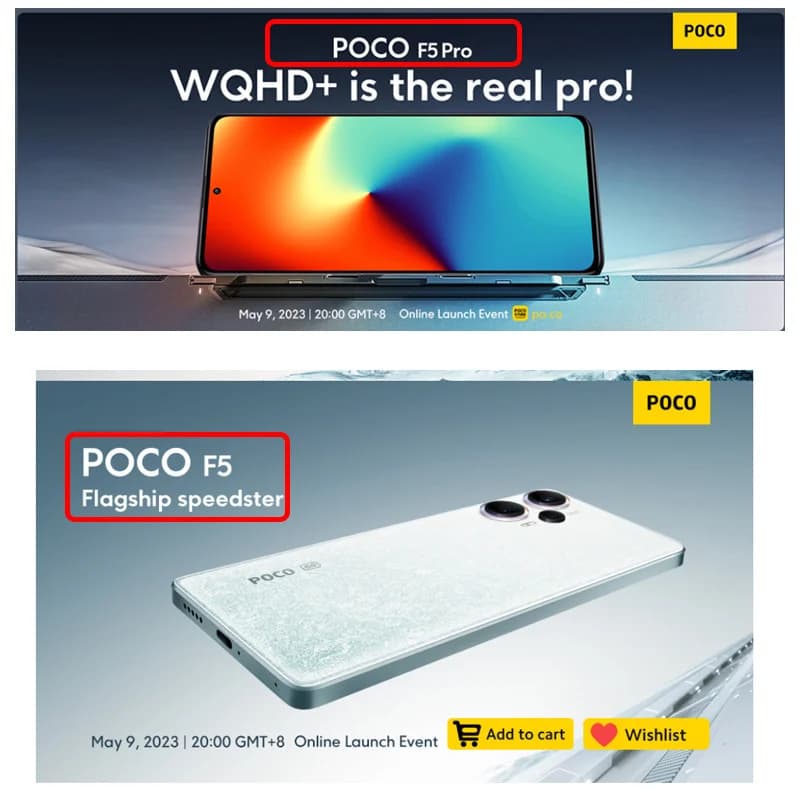 Smartphone Poco F5 Pro com tela WQHD+ em fundo azul destacando lançamento online