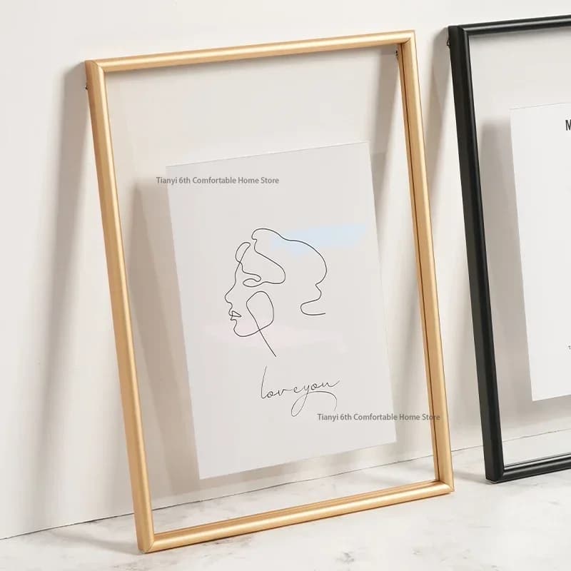 Liga de alumínio quadro transparente moderno simples pendurar uma parede amigos quadro acrílico nordic decoração casa porta retrato fypf