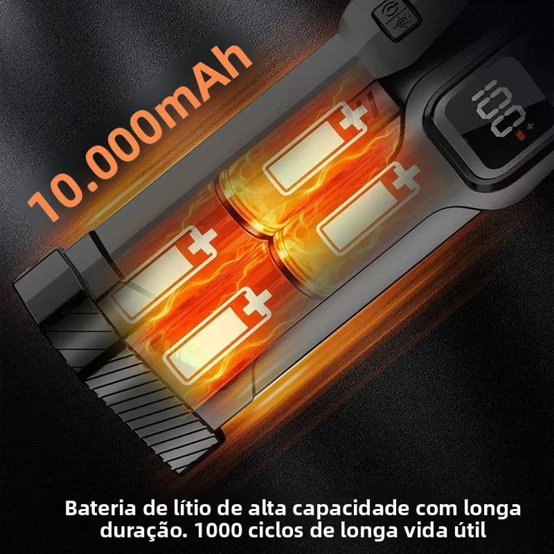 Ventilador automotivo com bateria de lítio 10000mAh de alta capacidade e longa duração
