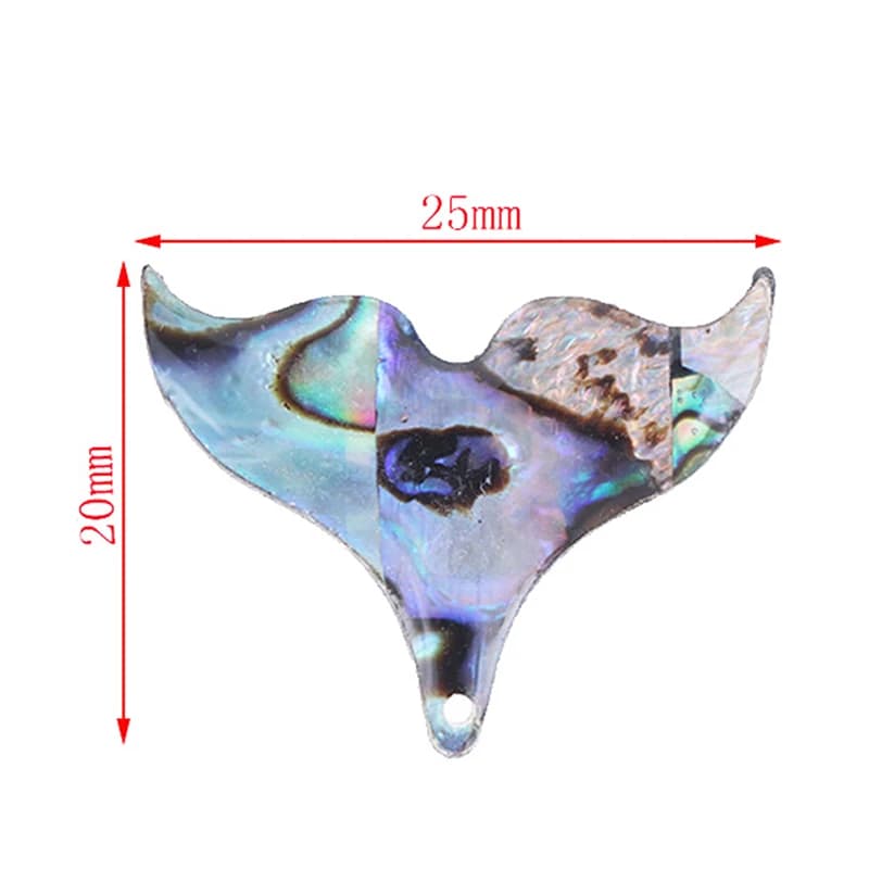 Pingente cauda de peixe madrepérola azul e verde 20x25mm com furo para bijuteria