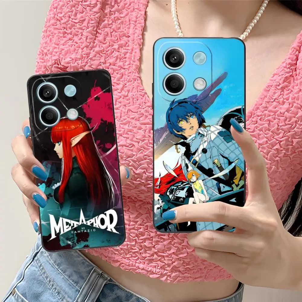 Kit 2 capas para Xiaomi Redmi Note 14 com estampas coloridas de personagens anime Metaphor Refantazio
