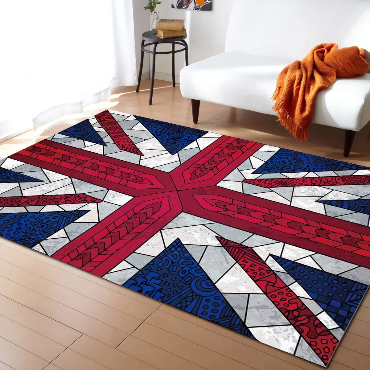 Tapete Padrão Retro Bandeira Britânica, Tapetes de grande área, Tapetes de quarto, Modern Home Living Room Decor, Tapete