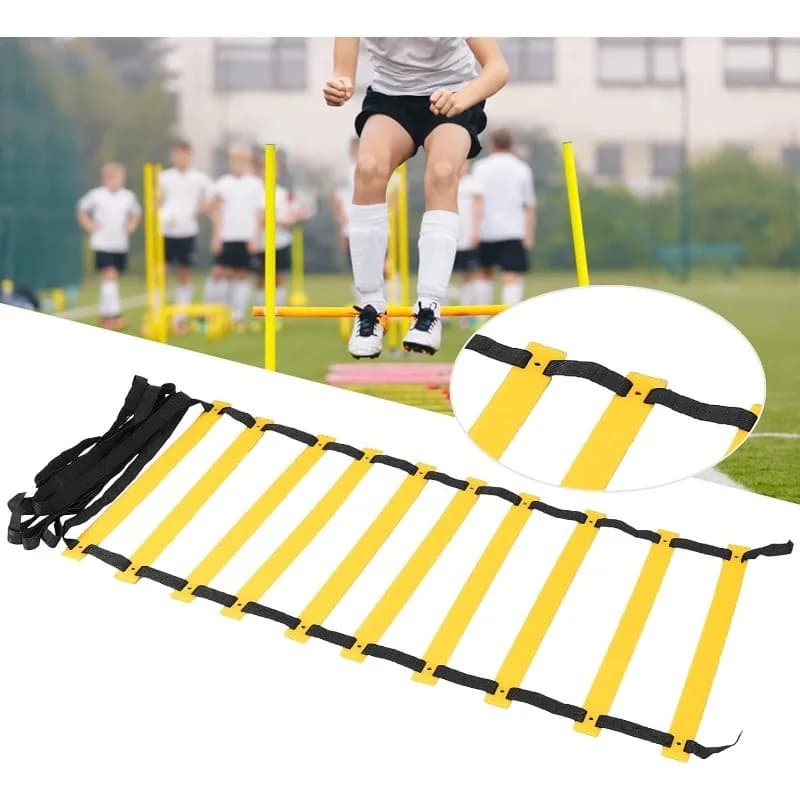 Escada de agilidade para treinamento de velocidade, equipamento de treinamento de futebol, escada de salto com alça de nylon ajustável.