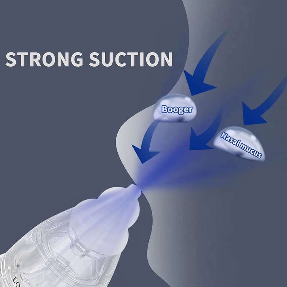 Aspirador nasal elétrico para bebês, limpador de nariz portátil, dispositivo de sucção de nariz com bocal de silicone de qualidade alimentar, 6 modos de sucção