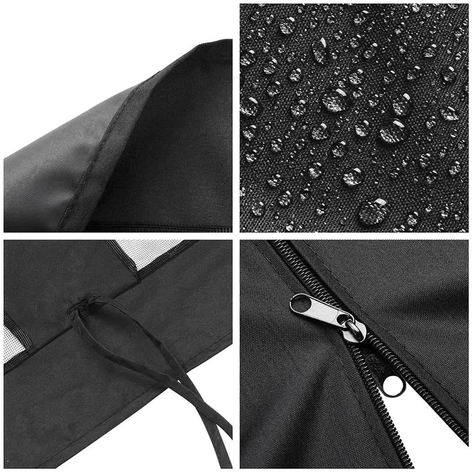 Material resistente e impermeável do gazebo preto com mosquiteiro, zíper e tiras de fixação