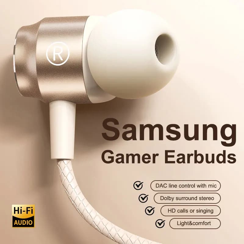 Fones de ouvido Samsung Gamer Earbuds com USB tipo C e controle de linha DAC