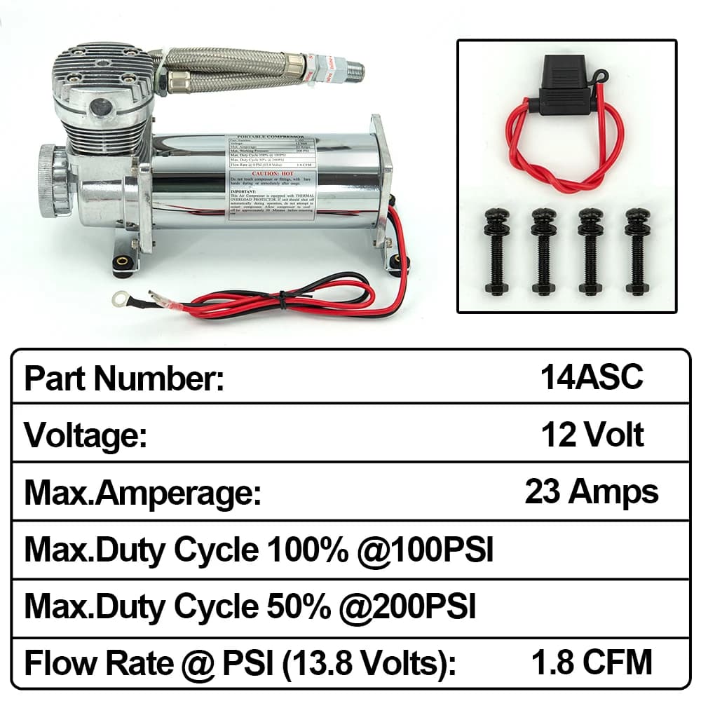 Universal 3/8npt 1/4npt 200psi 480c 12v kit bomba compressor de suspensão a ar cromo/preto