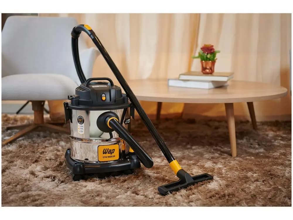 Aspirador de pó e água Wap GTW Inox 20 com reservatório inox 20L prata e detalhes pretos e amarelos