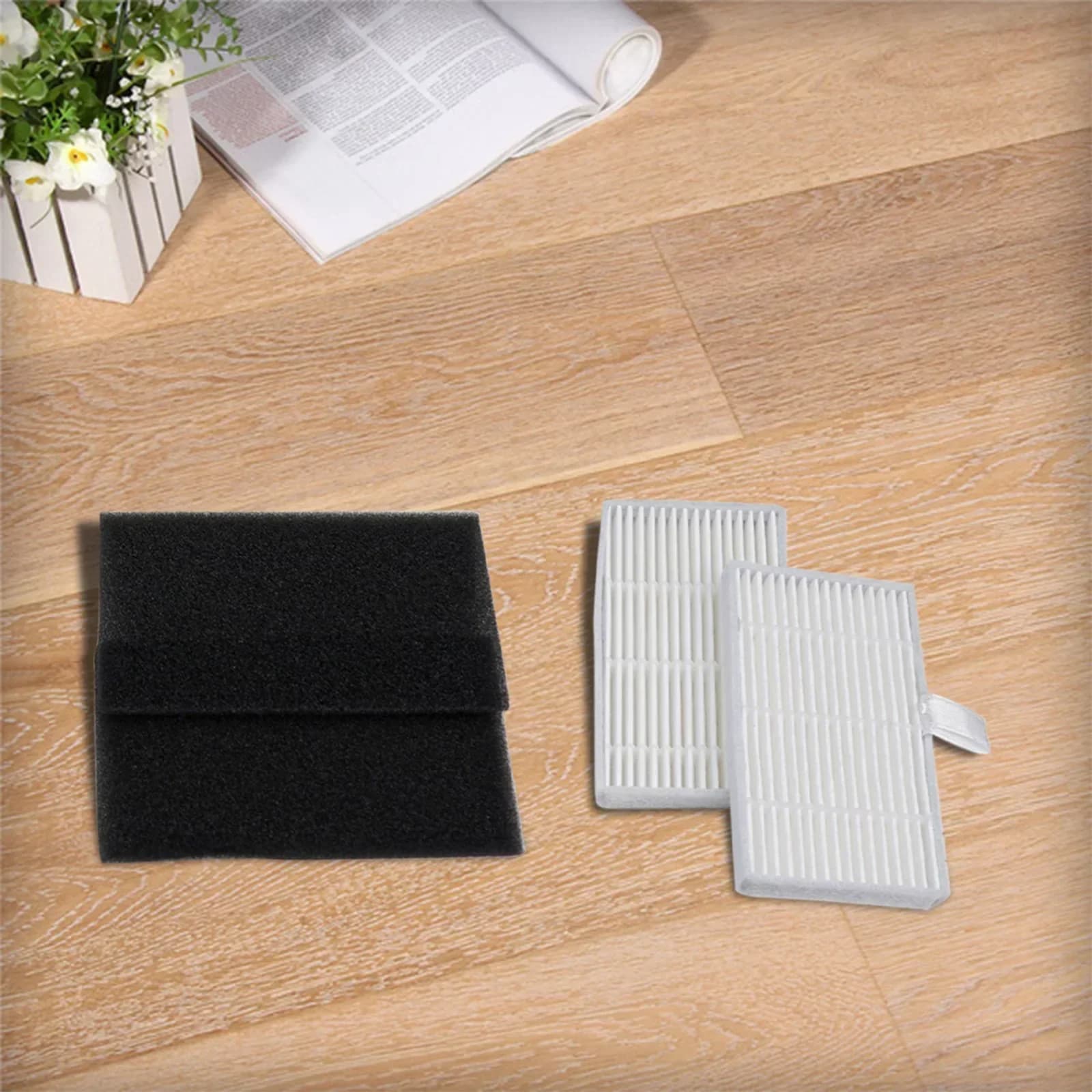 Filtros branco e preto para aspirador Conga 7490 e 8290, kit de reposição em superfície de madeira
