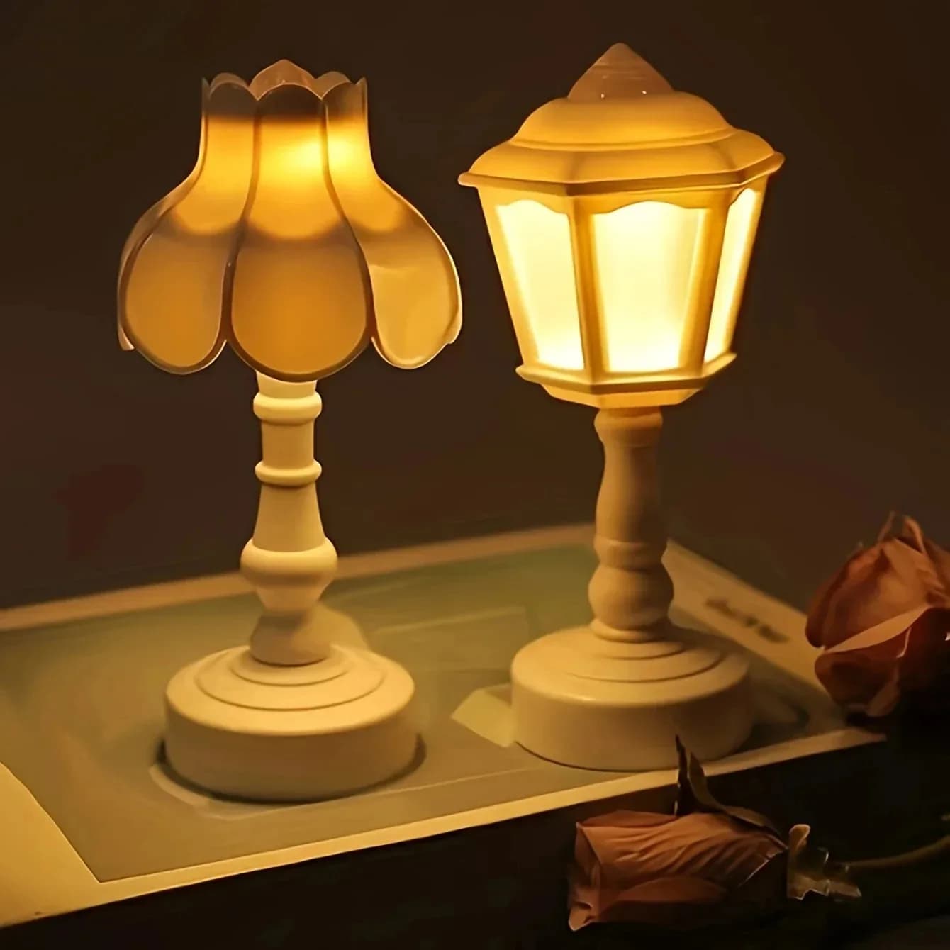Luminária de Mesa LED em Forma de Botão de Flor com Controle por Toque, Luz Noturna para Quarto e Sala de Jantar
