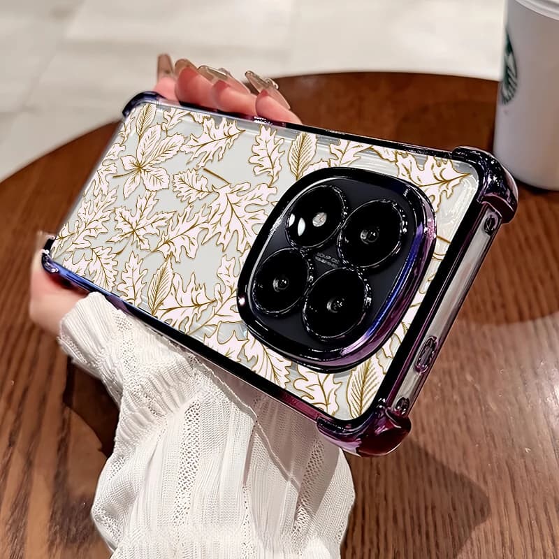 Capa de telefone transparente com padrão floral para Xiaomi Redmi 15 4G 5G 13C 12C 12 13 13X 15C 14C