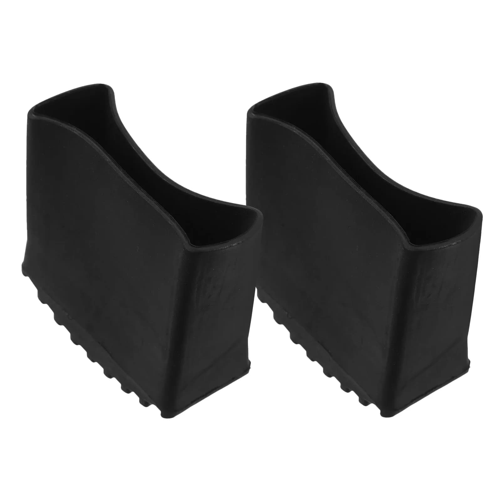 Duas almofadas antiderrapantes pretas para escada, vista frontal, fundo branco