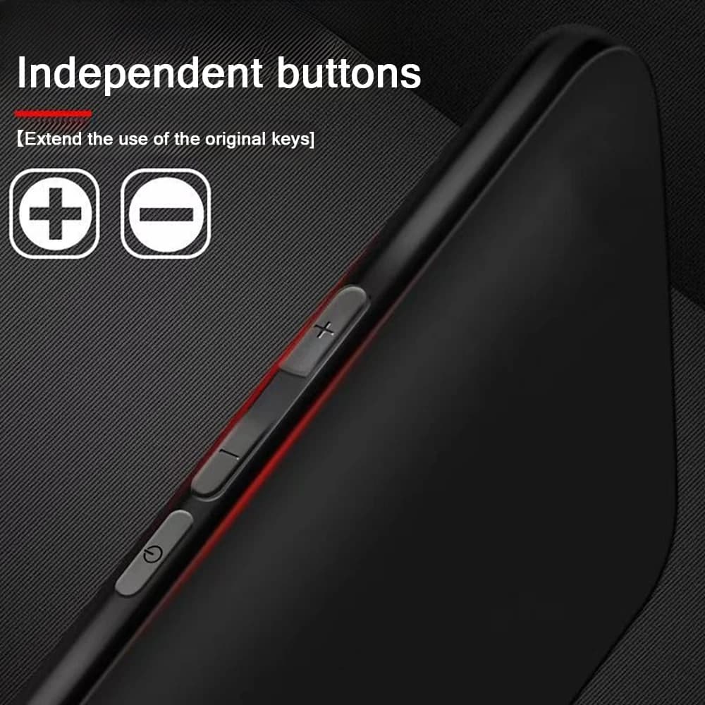 Detalhe dos botões independentes da capa preta em silicone para celular Xiaomi Redmi Scott Pilgrim Takes Off