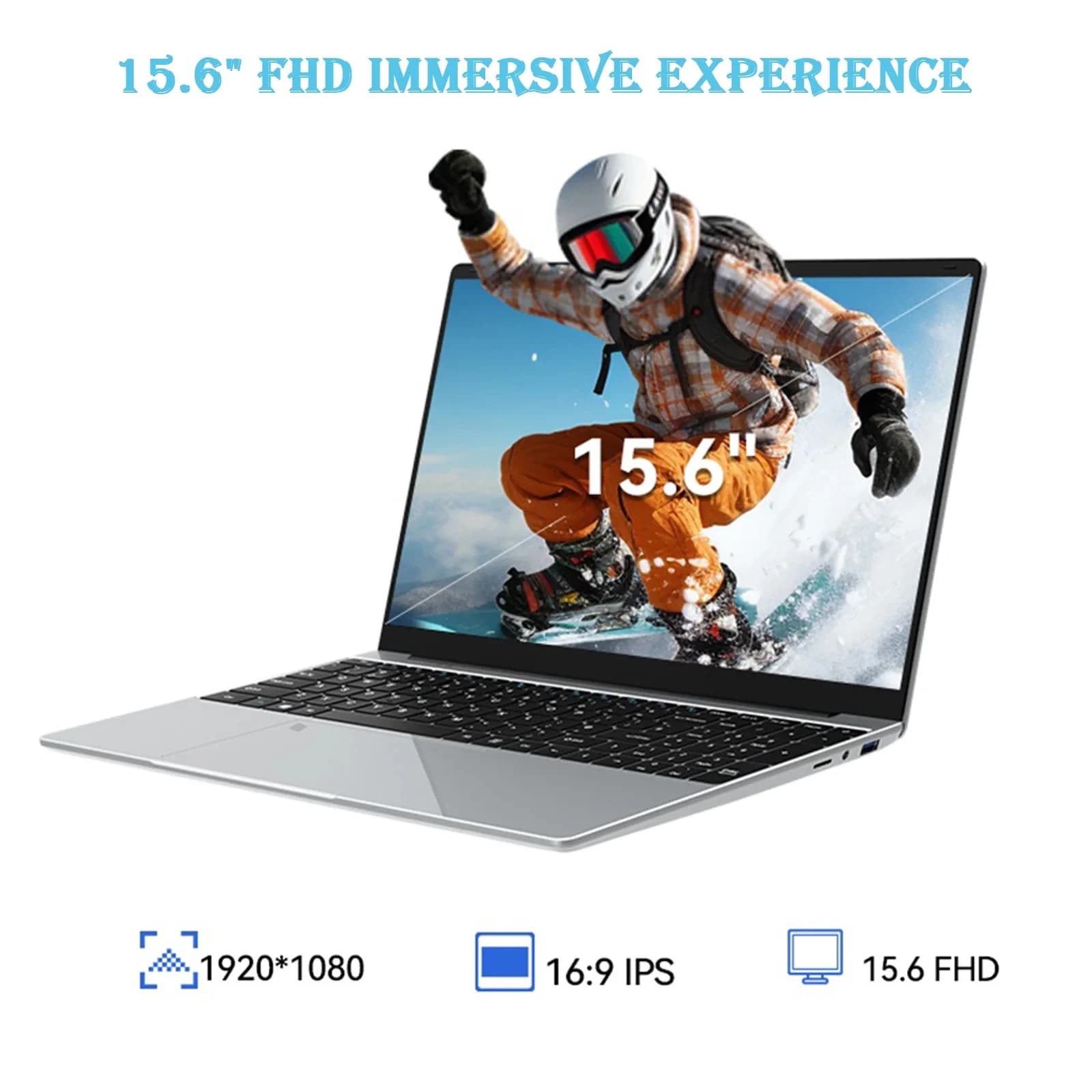 Notebook de 15,6 polegadas com teclado retroiluminado, processador Intel 6500Y, 32GB RAM, 2TB SSD, Windows 11, para jogos e escritório.
