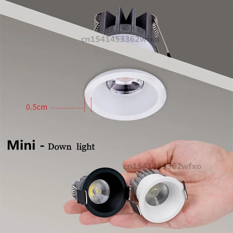Mini Luminária LED Embutida Regulável 3W-10W 110V-220V Antirreflexo, Lâmpada de Teto LED, Spot LED para Quarto, Cozinha, Adega, Foco Embutido COB