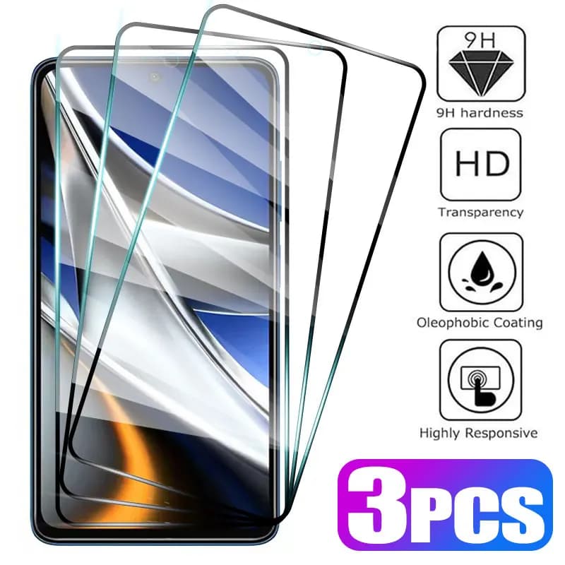Protetores de tela de vidro temperado transparentes 9H para smartphones, 3 peças