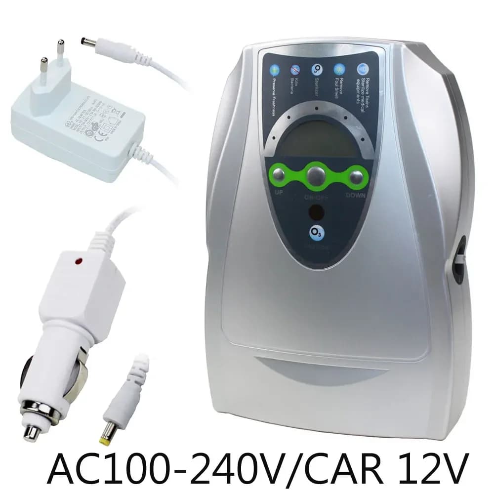 Gerador de ozônio 220V 110V 12V com múltiplas entradas de energia para purificação de ar e água