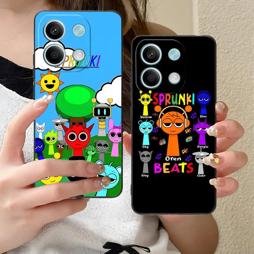 Capa de telefone Xiaomi Redmi Note 14 13 12 11 A5 3 2 1 Pro Plus 4G 5G com design colorido de personagens de desenho animado