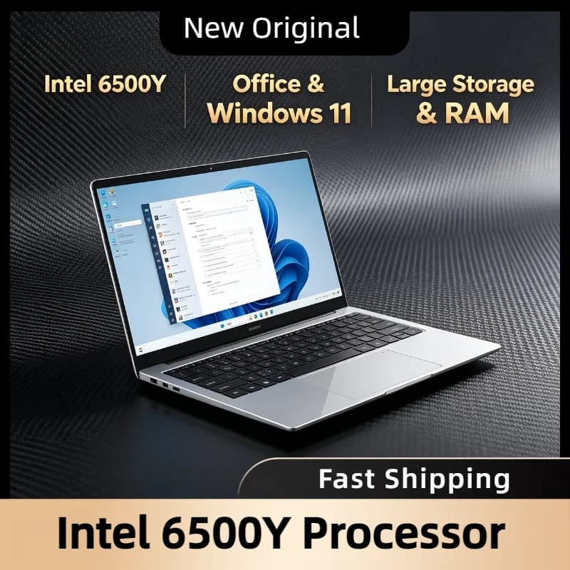 Laptop com tela grande de 15.6, processador Intel 6500Y, 32GB de RAM DDR4, Windows 11
