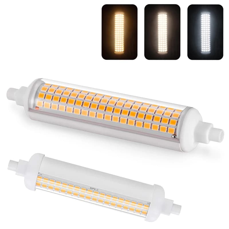 2 pces ultra brilhantes 20w r7s 118mm j118 lâmpadas de inundação led cerâmica 110v 220v 85-265v branco quente frio substituir 200w lâmpadas halógenas
