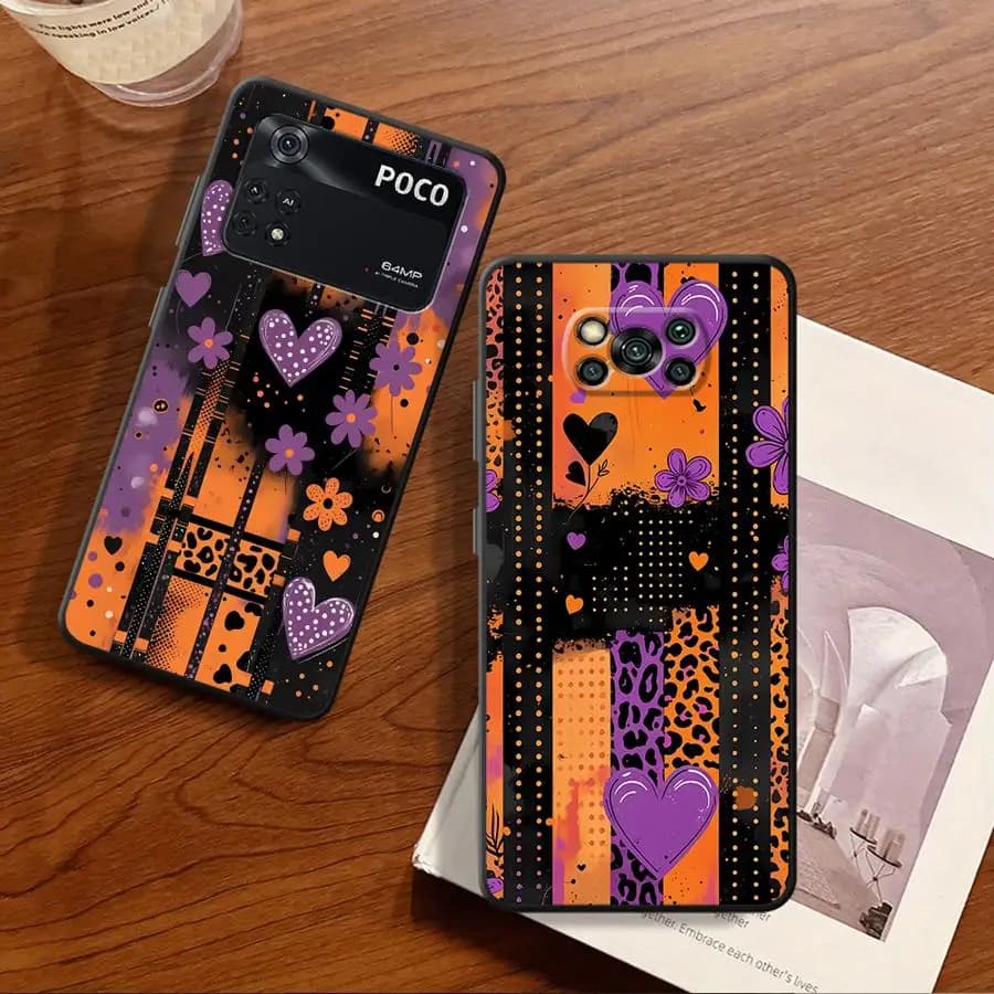 Capa de Telefone Funda para Xiaomi Poco F8 M3 M4 M7 F1 M5 X3 X4 X5 X7 Pro C61 C75 F3 C50 C71 Floral Corações Leopardo
