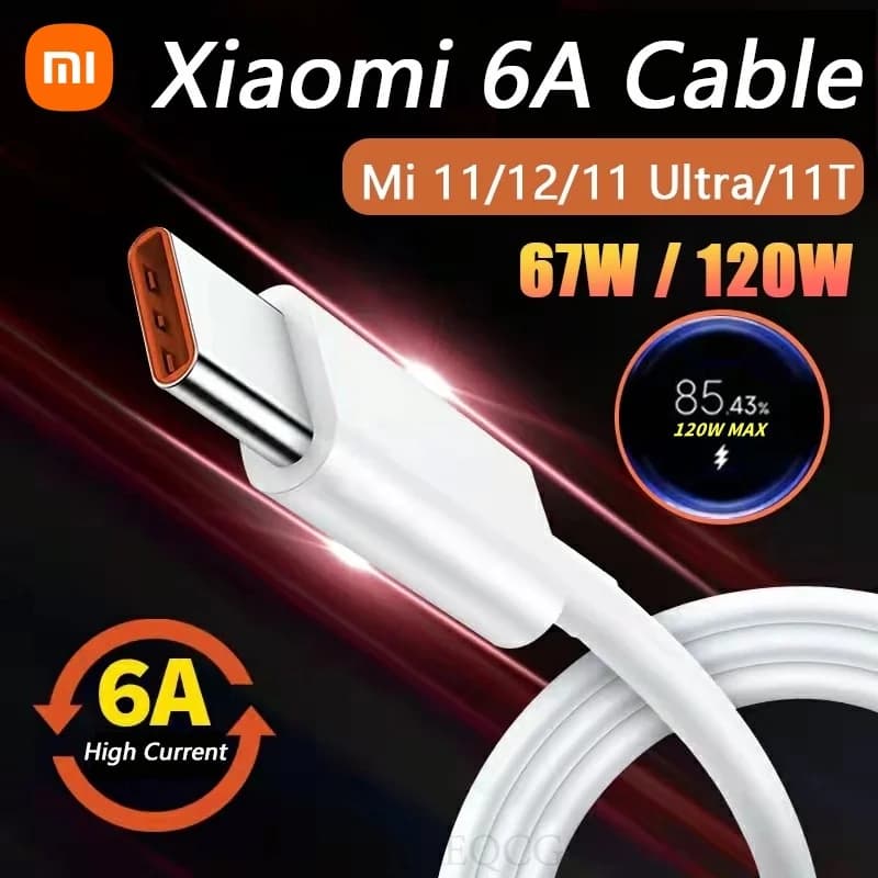 Cabo USB Tipo C Xiaomi 6A 120W Branco