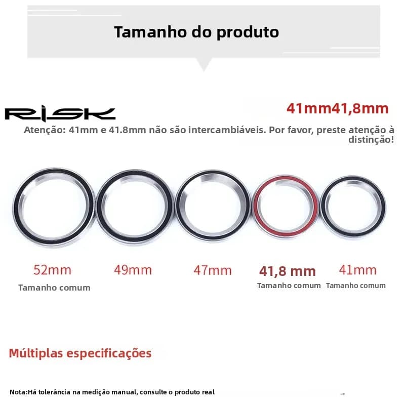 Rolamentos de Headset para Bicicleta RISK 41/41.8/47/49/52mm