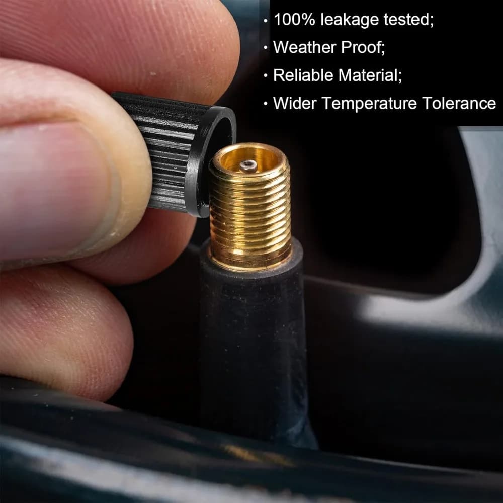 Haste de válvula de pneu automotiva snap-in TR413 preta com tampa removível e material confiável resistente ao clima