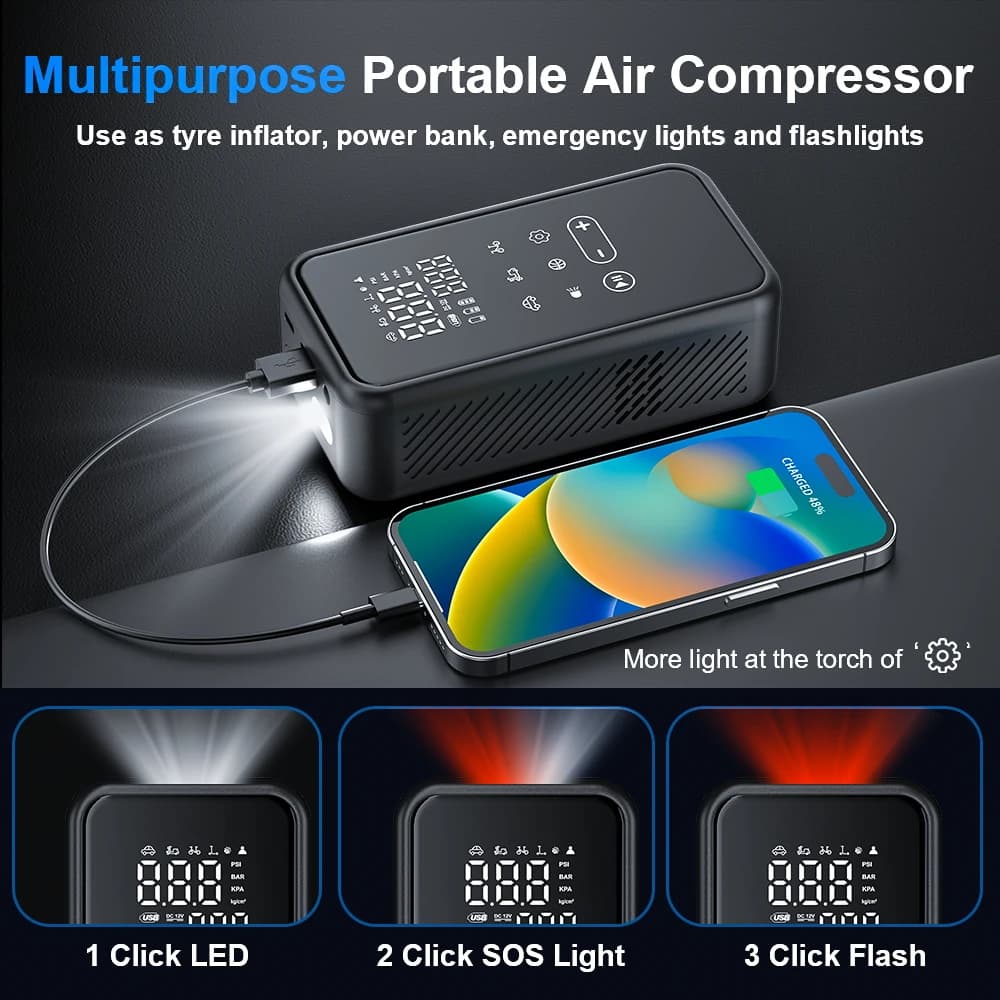 Yiju tela de toque sem fio bomba ar toque portátil inflator pneu elétrico para carro bicicleta motocicleta compressor ar injetor