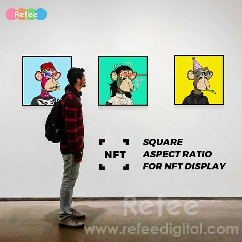 Novo Porta-Retrato Digital NFT com Montagem na Parede, Tela LCD Wi-Fi 2K 4K para Vídeos e Imagens