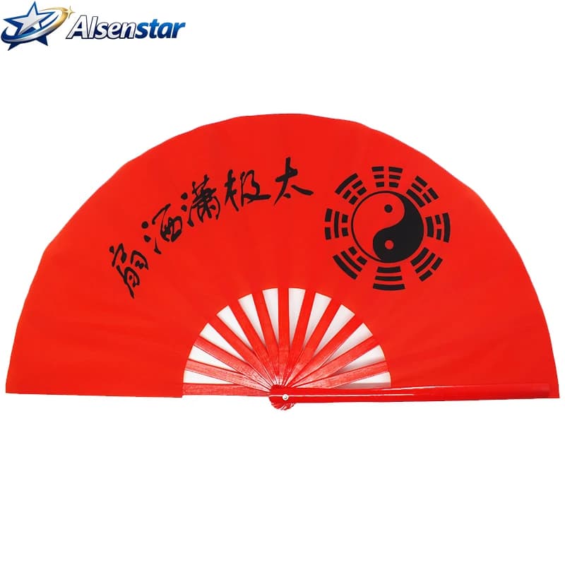 Leque Dobrável de Tai Chi, Leque Especial Chinês de Kung Fu, Leque de Mão Vermelho para Ambas as Mãos, Abanico, Acessórios para Performance de Artes Marciais, Ventilador