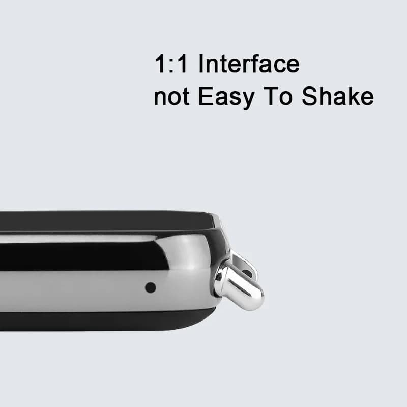 Detalhe do adaptador de pulseira para Xiaomi Redmi Watch com interface 1:1, fixação segura
