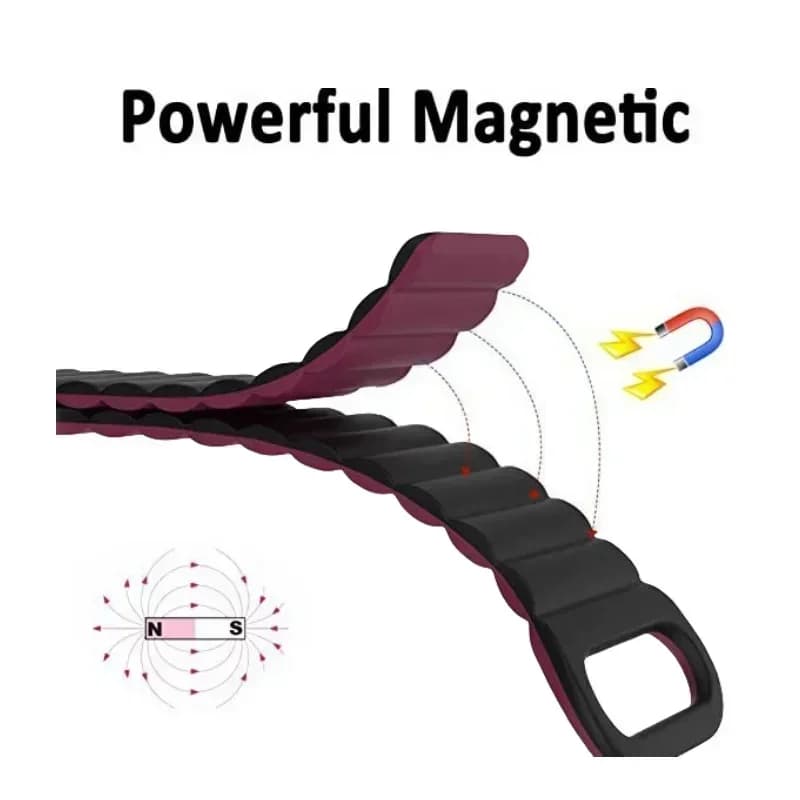 Pulseira magnética potente para smartwatch em silicone preto e vermelho compatível com Redmi Watch 4 e Mi Band 9 Pro