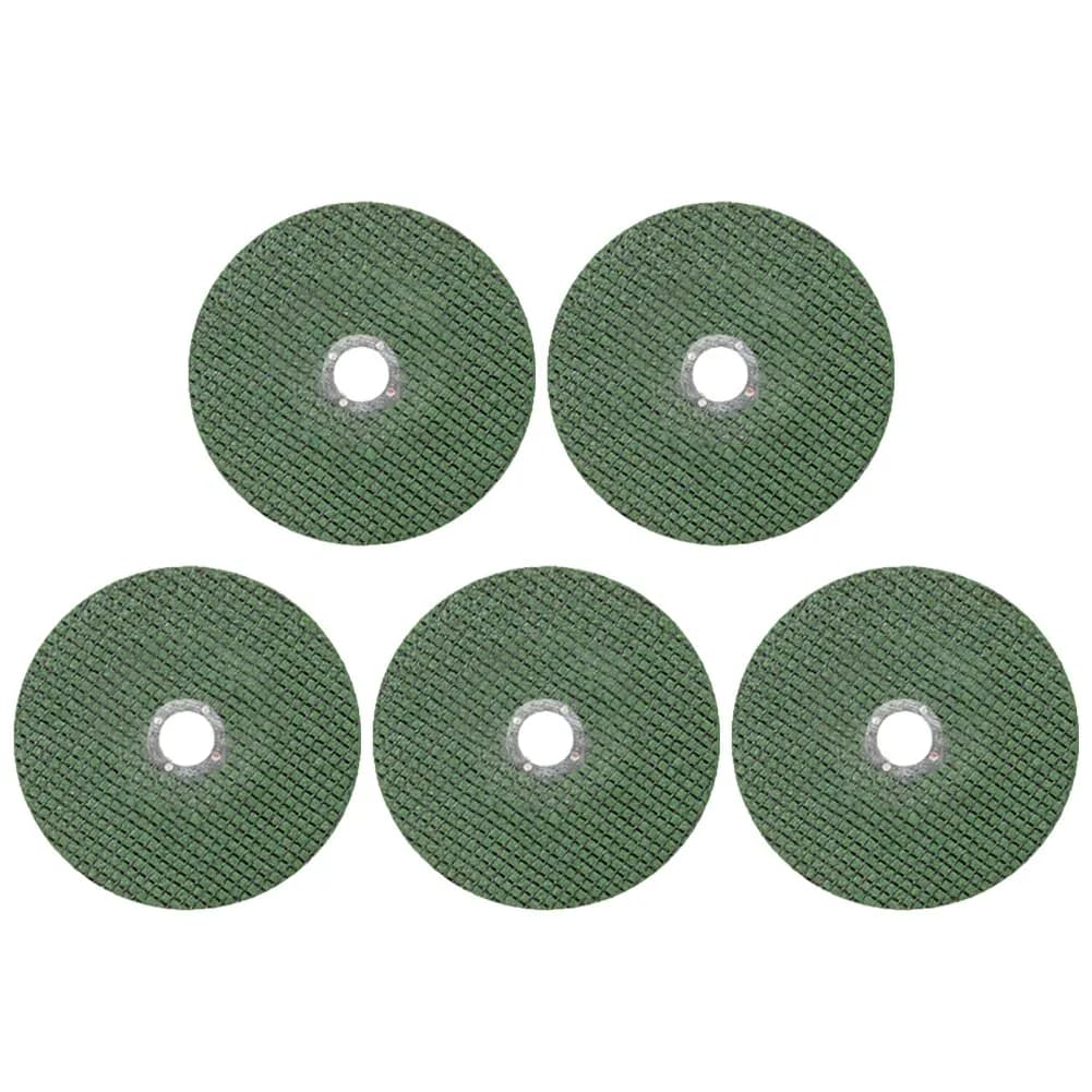 Conjunto de cinco discos de corte rápido para metal 107mm verde para uso em rebarbadora