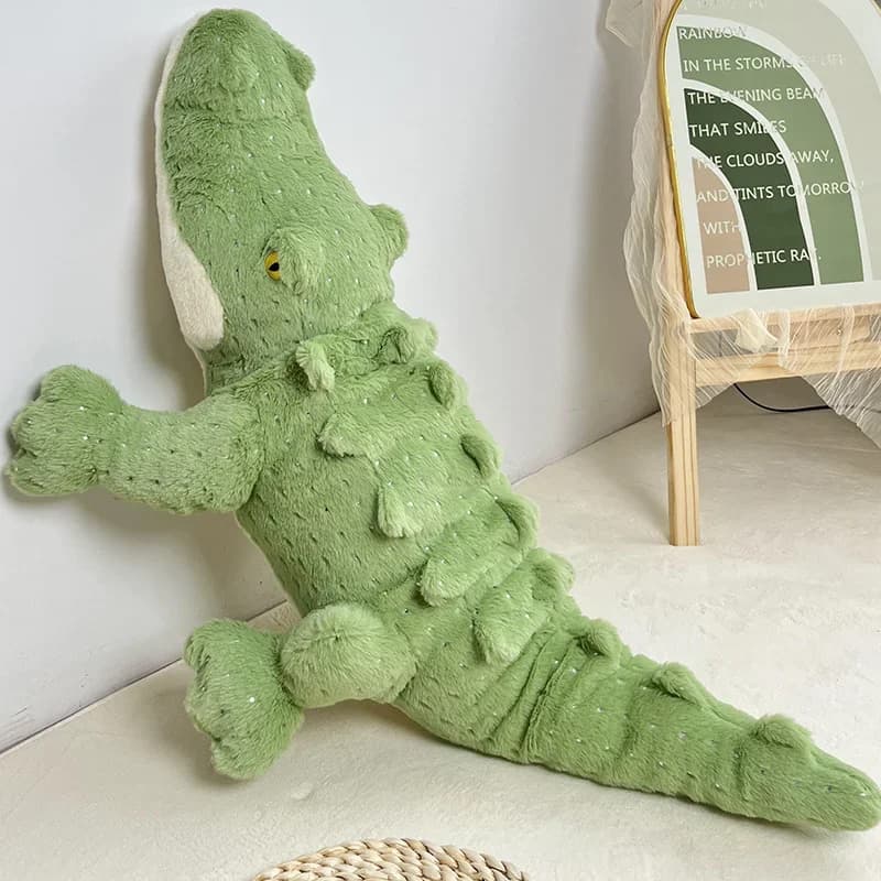 Brinquedo de pelúcia macio de crocodilo verde para decoração e travesseiro