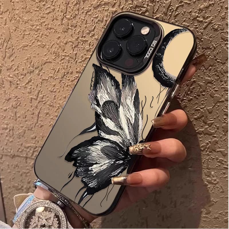 Capa de telefone Xiaomi Redmi Note com design de borboleta preta e branca