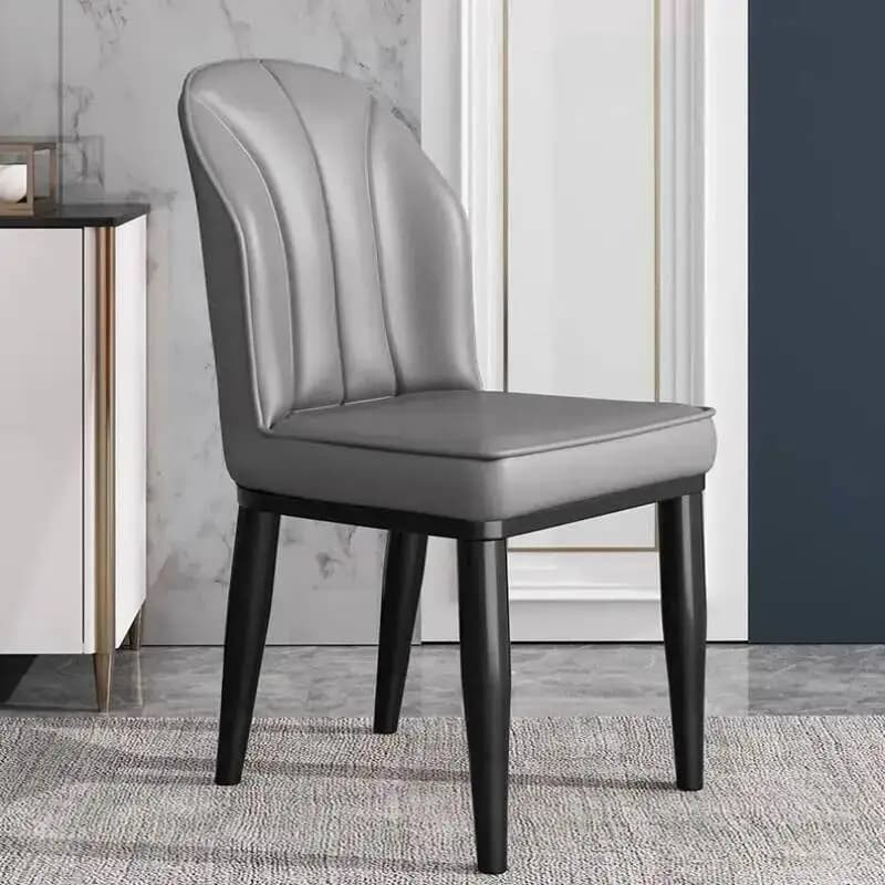 Cadeira de Jantar Moderna Nórdica Simples em Couro Branco Dourado à Prova d'Água - Cadeiras de Jantar Designer