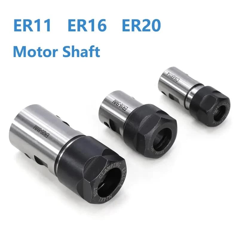 Suporte de ferramenta para eixo de motor ER11 ER16 ER20 em aço inoxidável prata e preto para máquina de gravação