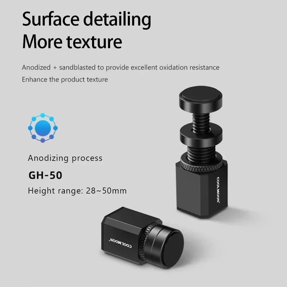Suporte para placa de vídeo GPU preto com acabamento anodizado e resistência à oxidação, altura ajustável 28-50mm
