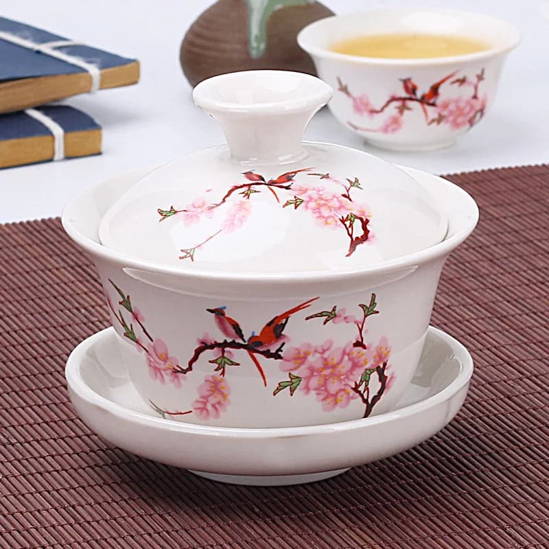 Chinês tradicional gai wan conjunto de chá osso china conjuntos de chá dehua gaiwan chá porcelana pote conjunto para viagens bonito e fácil chaleira